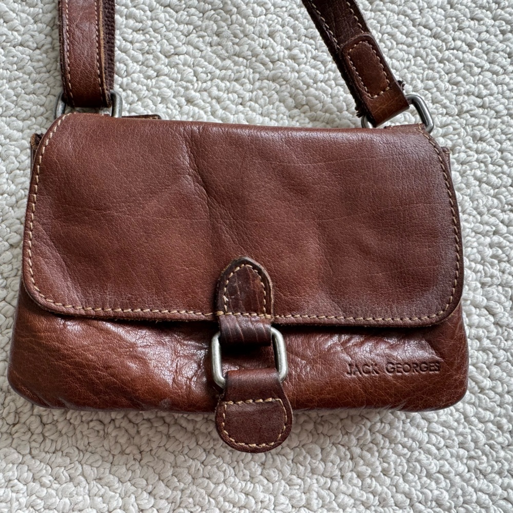 Jack Georges Brown Leather Crossbody Bag